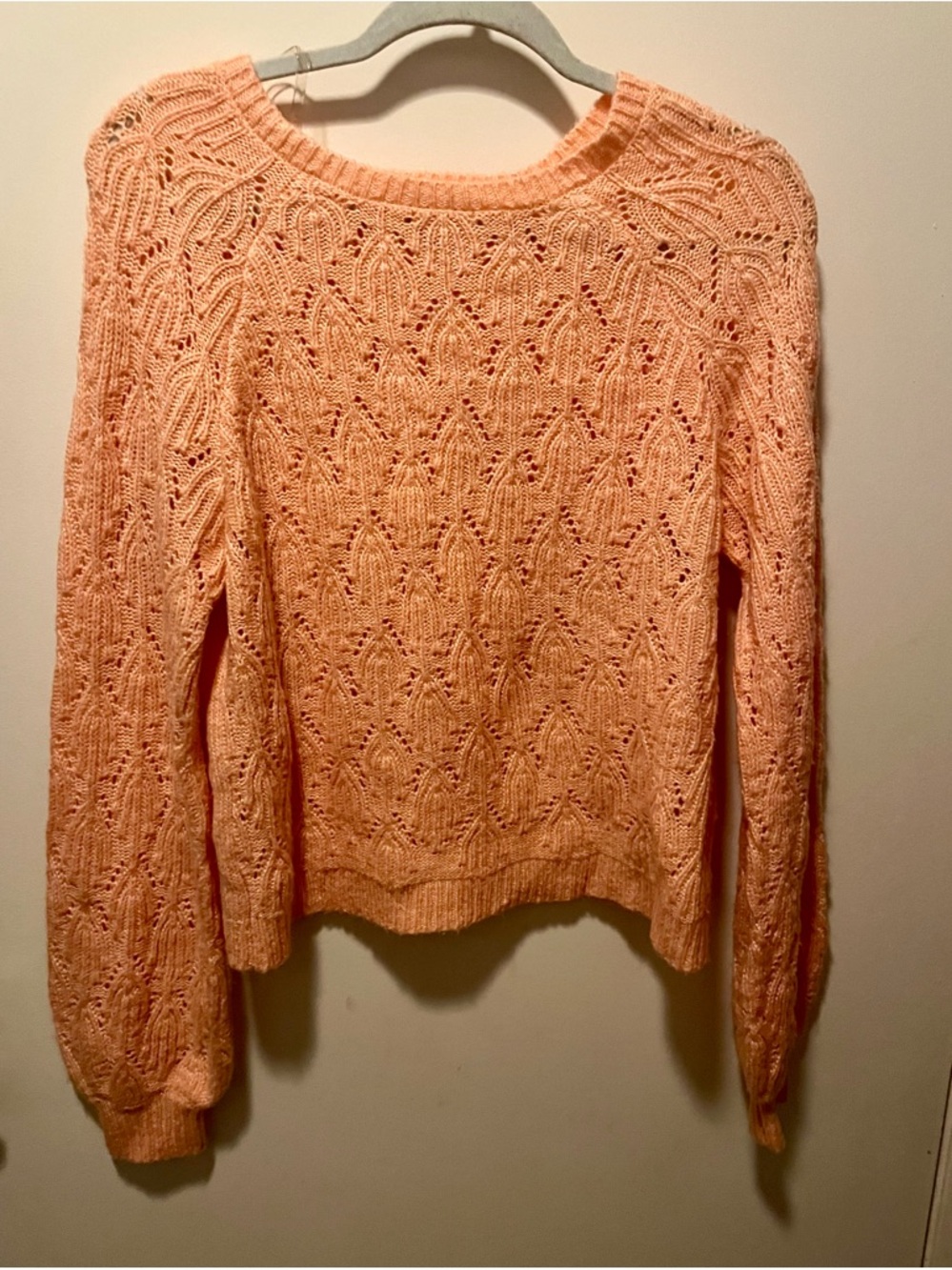 Ransom Peach Openwork Crewneck Sweater